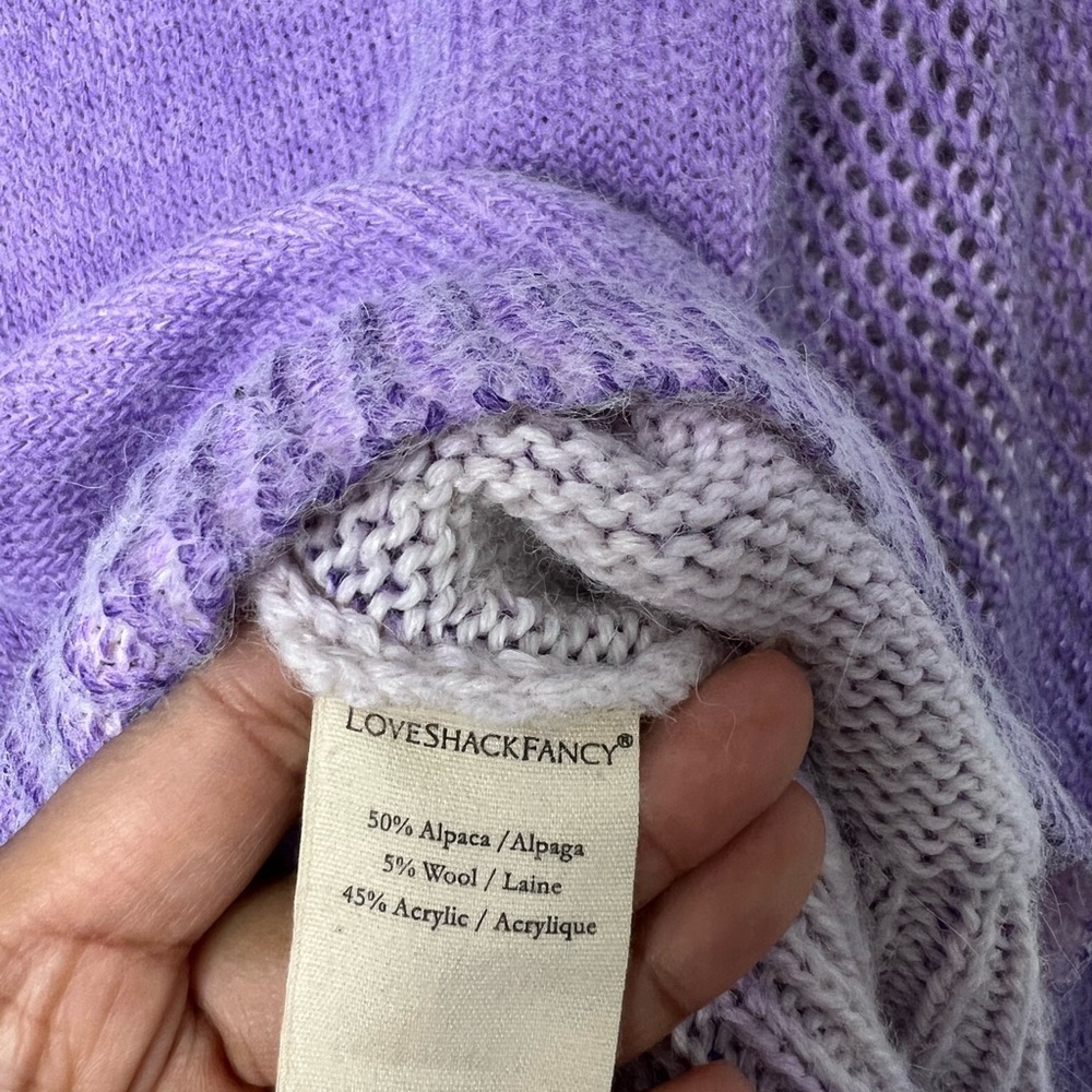 LoveShackFancy Rosie Pullover Sweater Sz S Lavender Wool Alpaca - Picture 7 of 7